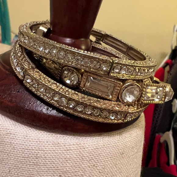 Jewelry - Gold and Crystal 3 Bracelet Set